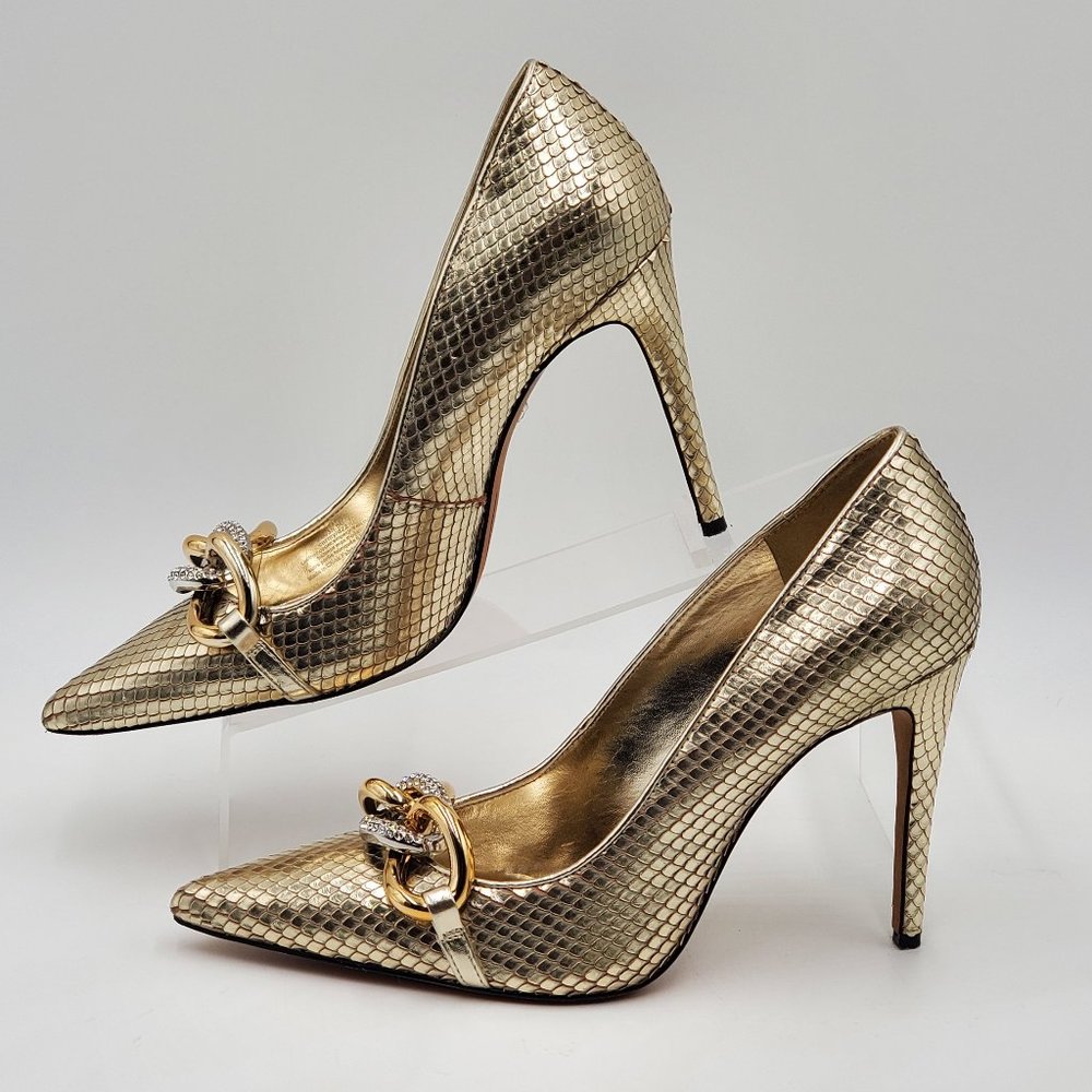 Karl Lagerfeld Paris Rhinestone Chain Metallic Heels - Picture 14 of 16